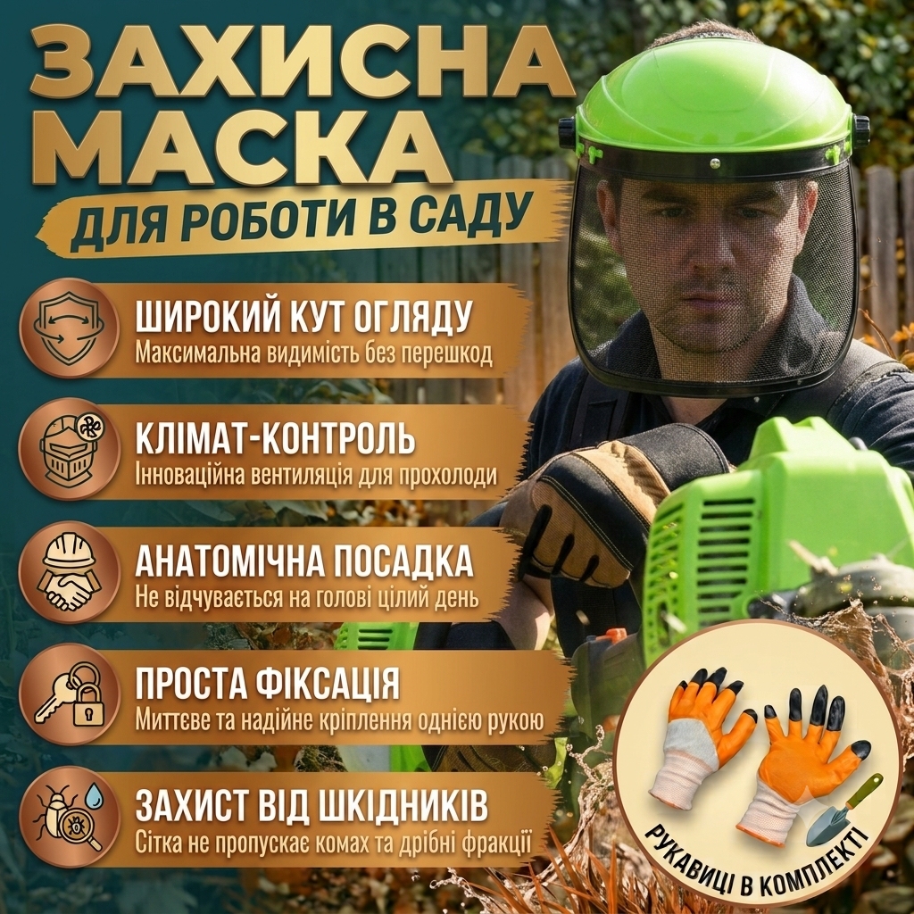 Захисна маска з металевою сіткою на білому фоні